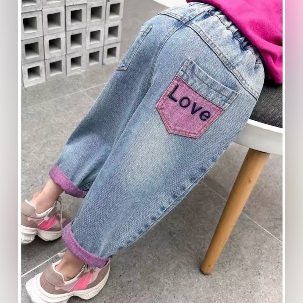Kids Denim Jeans with Pink Accents